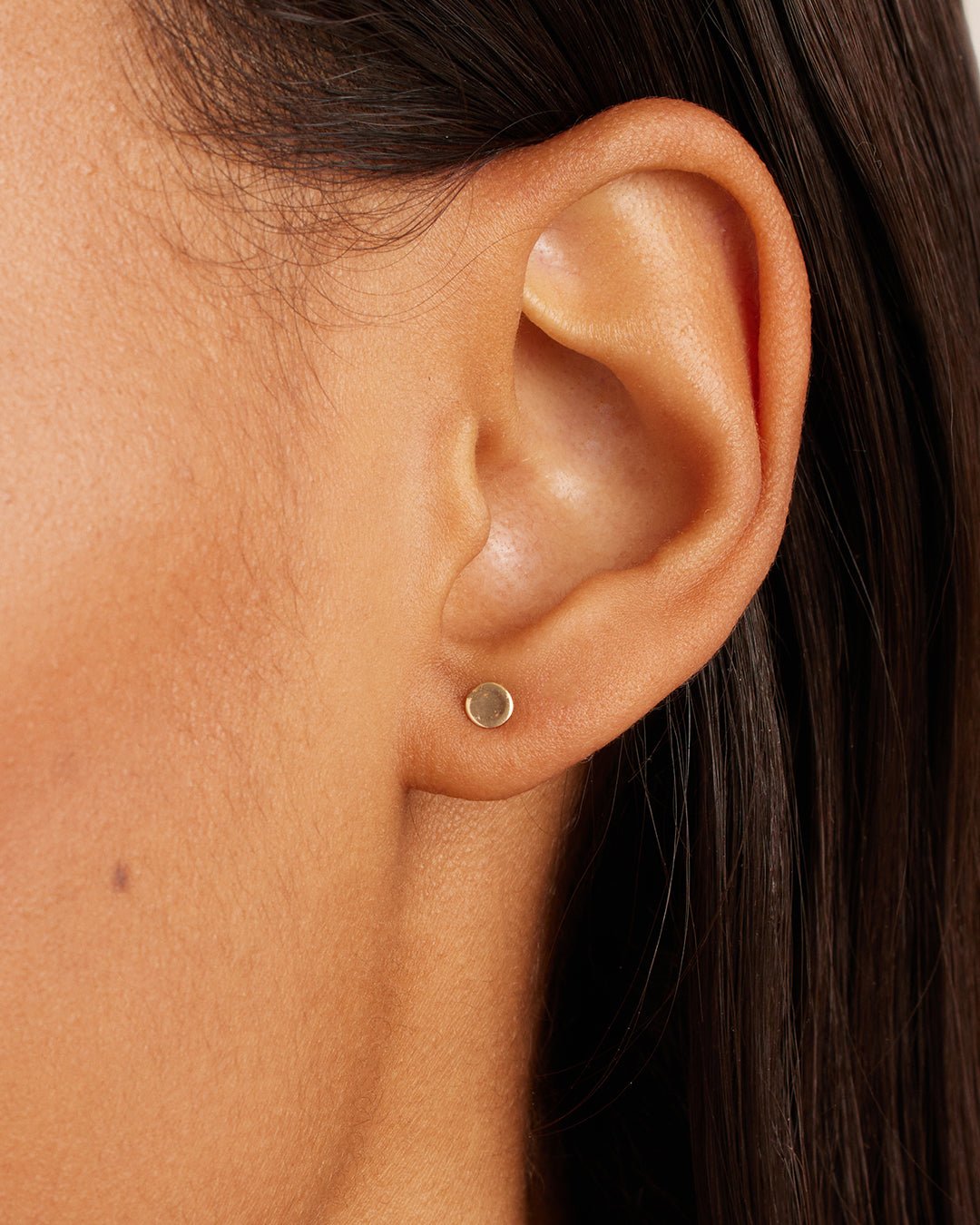 Coin Earring Stud || option::14k Solid Gold, Pair