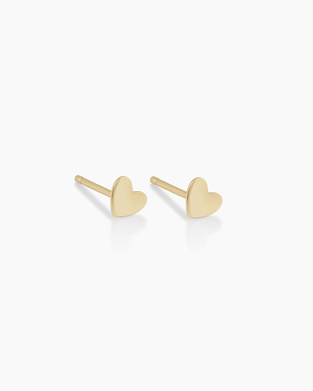 Woman wearing Heart Earring Stud || option::14k Solid Gold, Pair