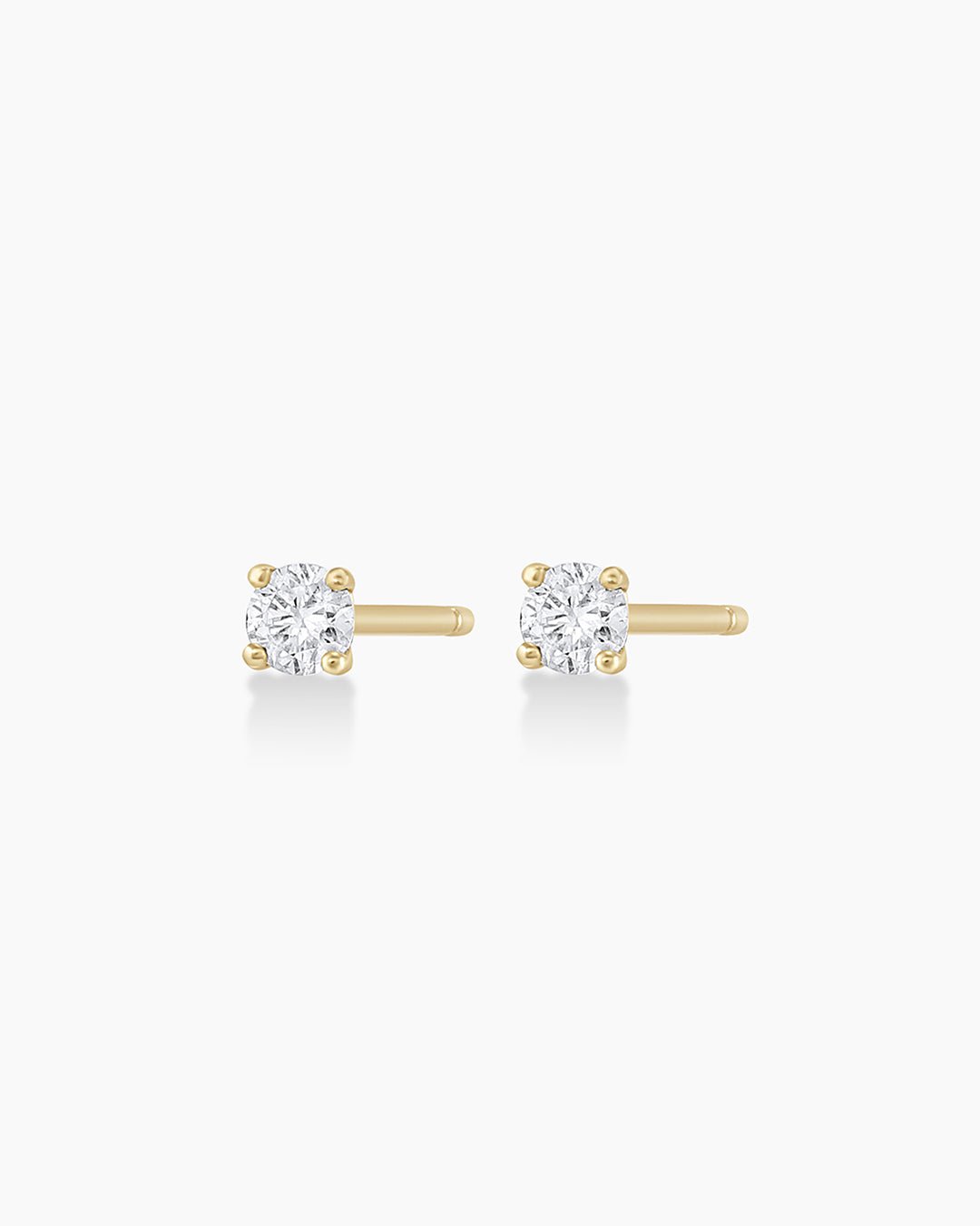 Diamond Solitaire 3 mm Studs || option::14k Solid Gold, 3mm, Pair