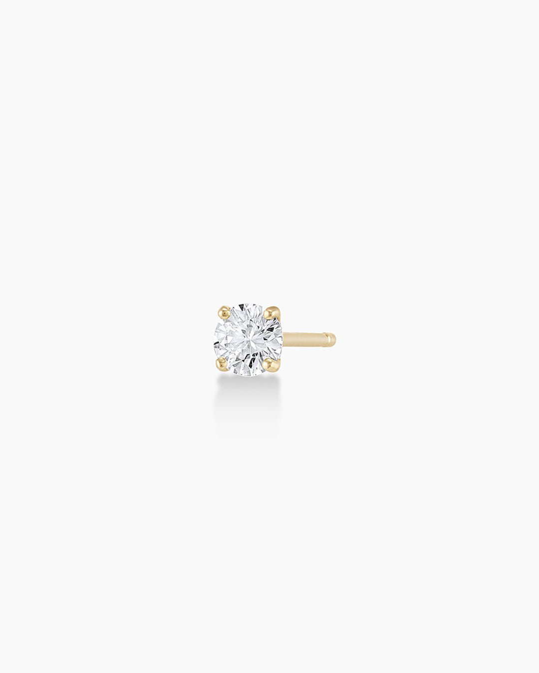 Diamond Solitaire 3 mm Studs || option::14k Solid Gold, 4mm, Single