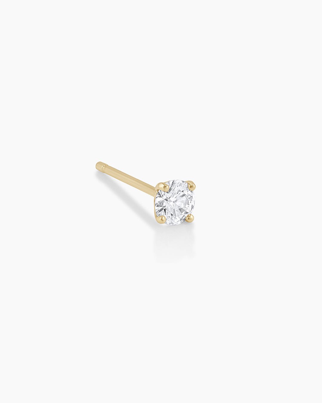 Diamond Solitaire 3 mm Studs || option::14k Solid Gold, 4mm, Single