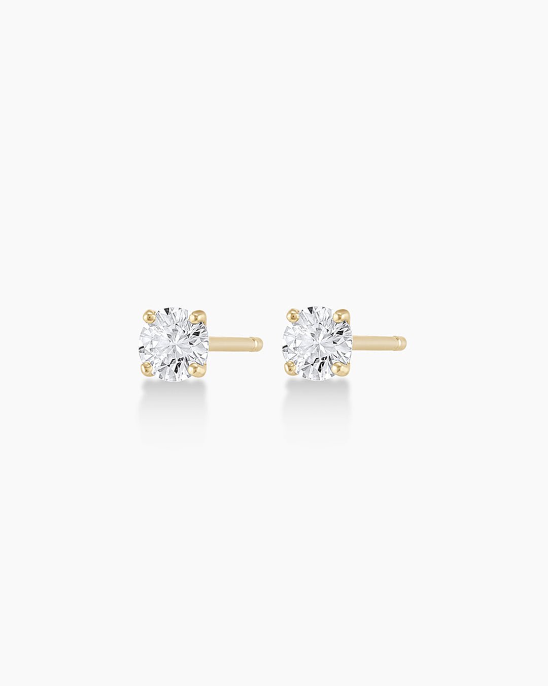 Diamond Solitaire 3 mm Studs || option::14k Solid Gold, 4mm, Pair