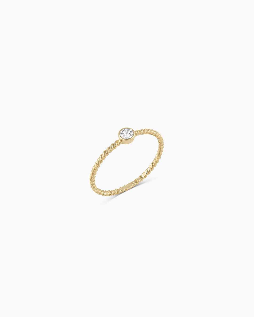 White Sapphire Crew Ring || option::14k Solid Gold