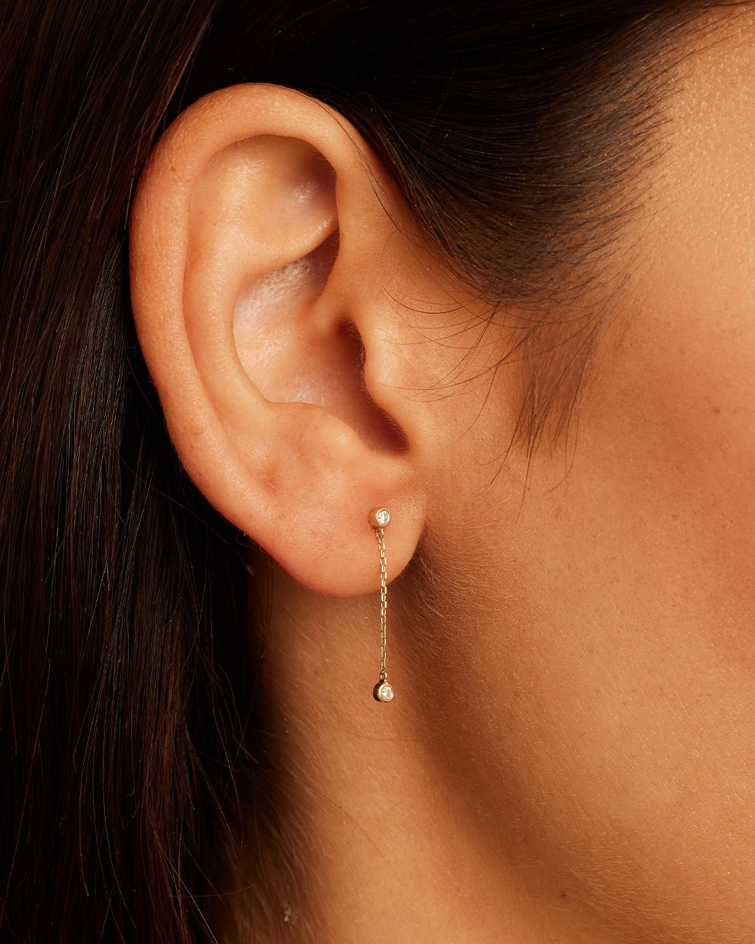 Classic Diamond Drop Earrings || option::14k Solid Gold, Pair
