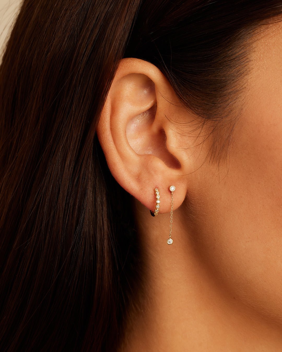 Classic Diamond Drop Earrings || option::14k Solid Gold, Single