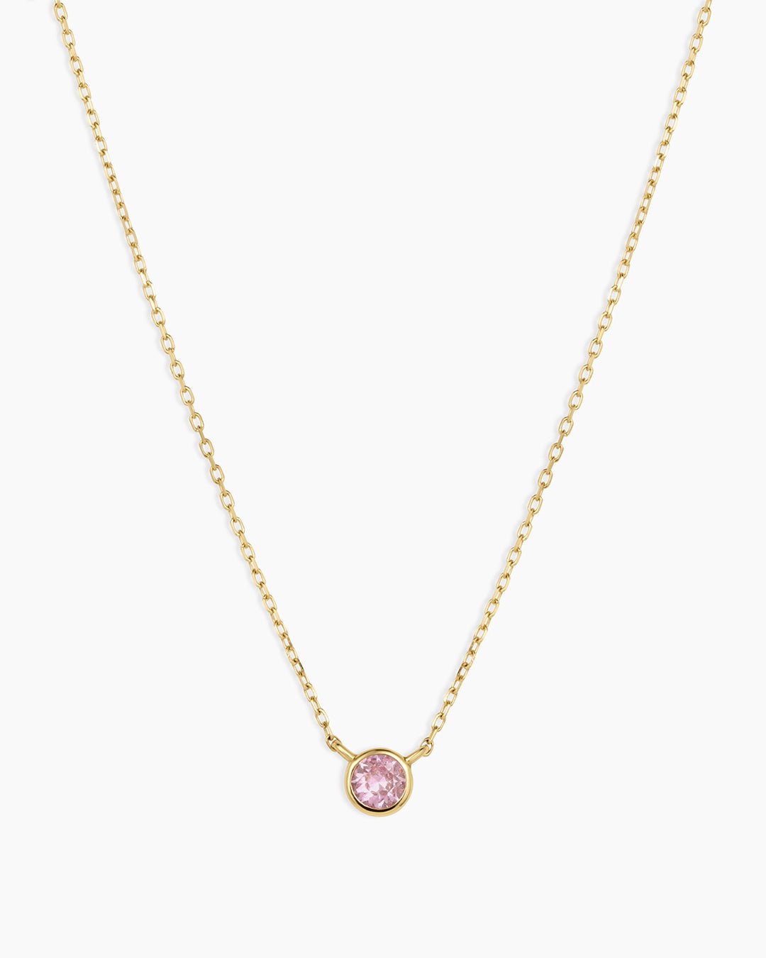 14k Solid Rose Gold | Classic Pink Sapphire Necklace || option::14k Solid Rose Gold