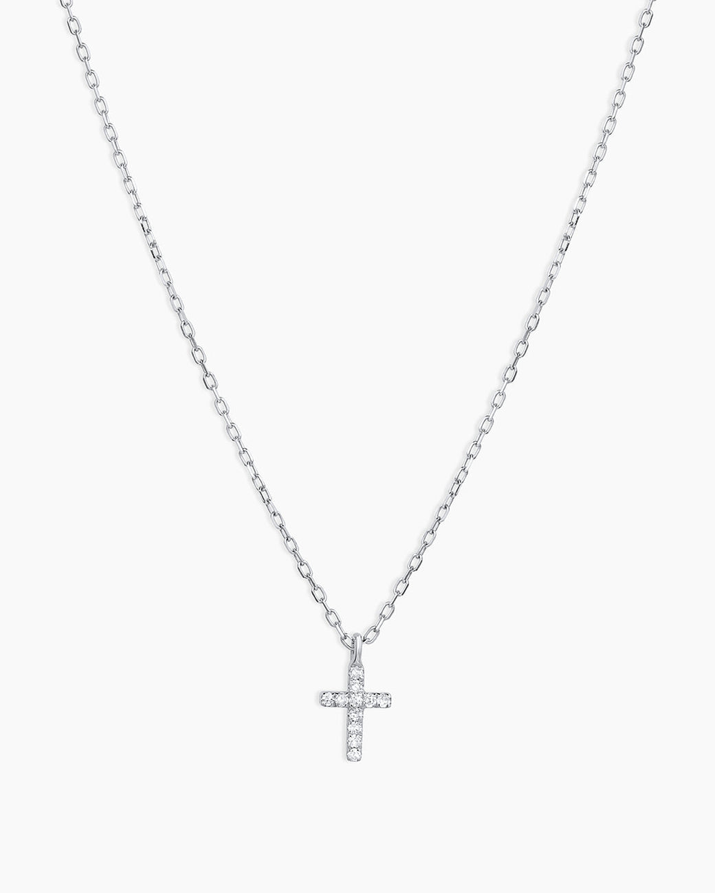 Diamond Cross Necklace || option::14k Solid White Gold