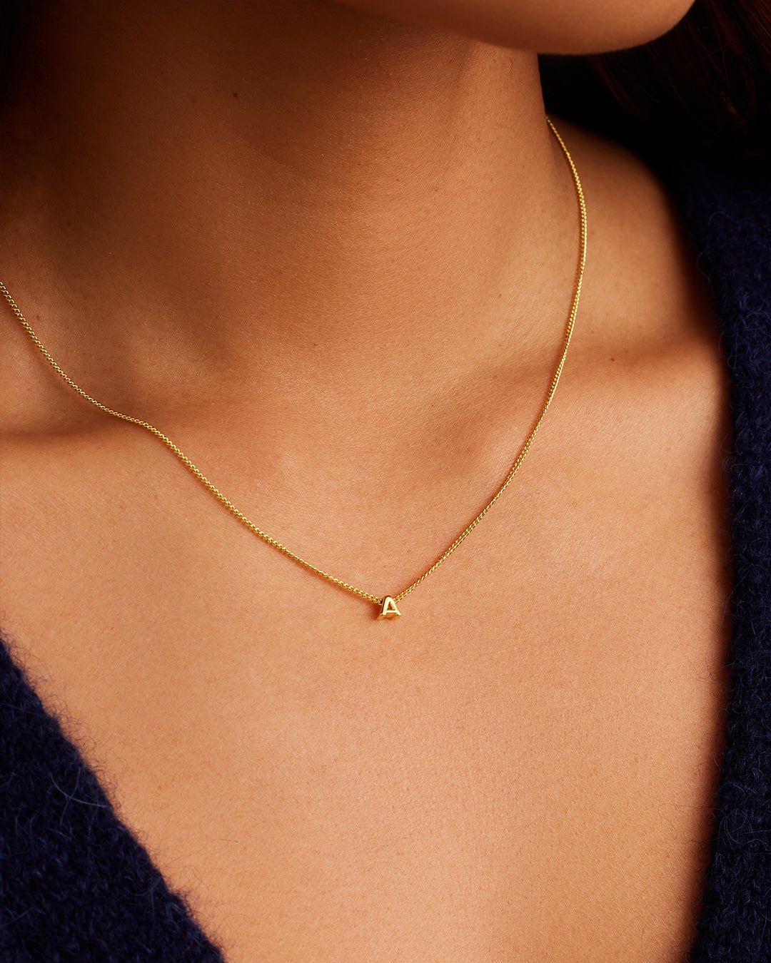 Wilder Mini Alphabet Necklace || option::Gold Plated, A