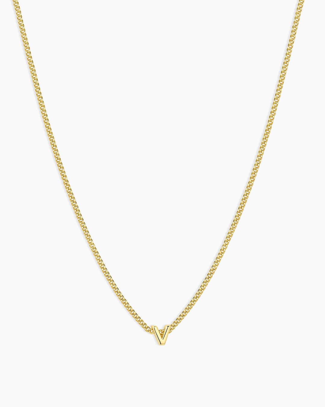 Wilder Mini Alphabet Necklace || option::Gold Plated, V