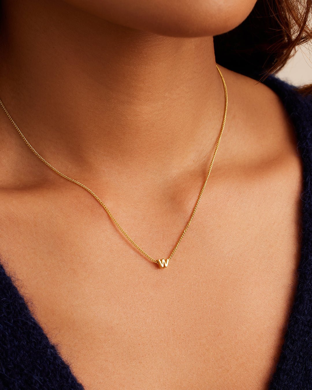 Wilder Mini Alphabet Necklace || option::Gold Plated, W