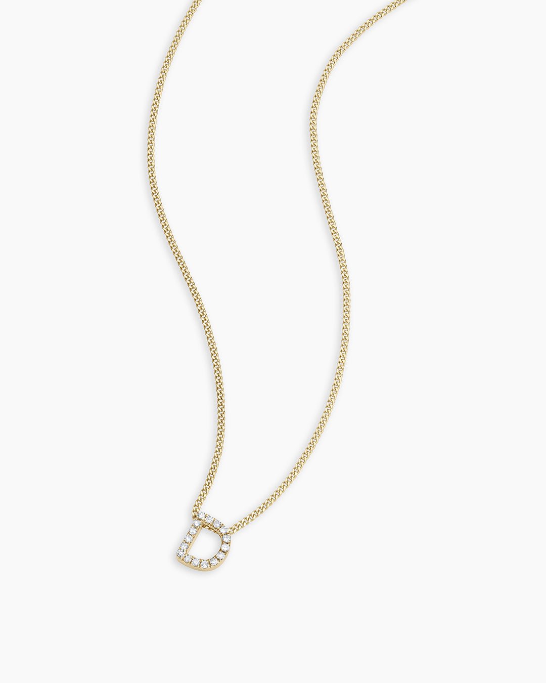 Diamond Alphabet Necklace || option::14k Solid Gold, D