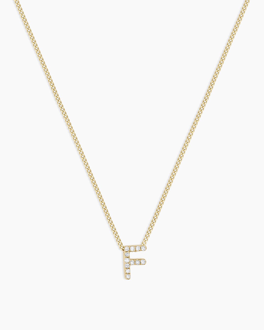 Diamond Alphabet Necklace || option::14k Solid Gold, F