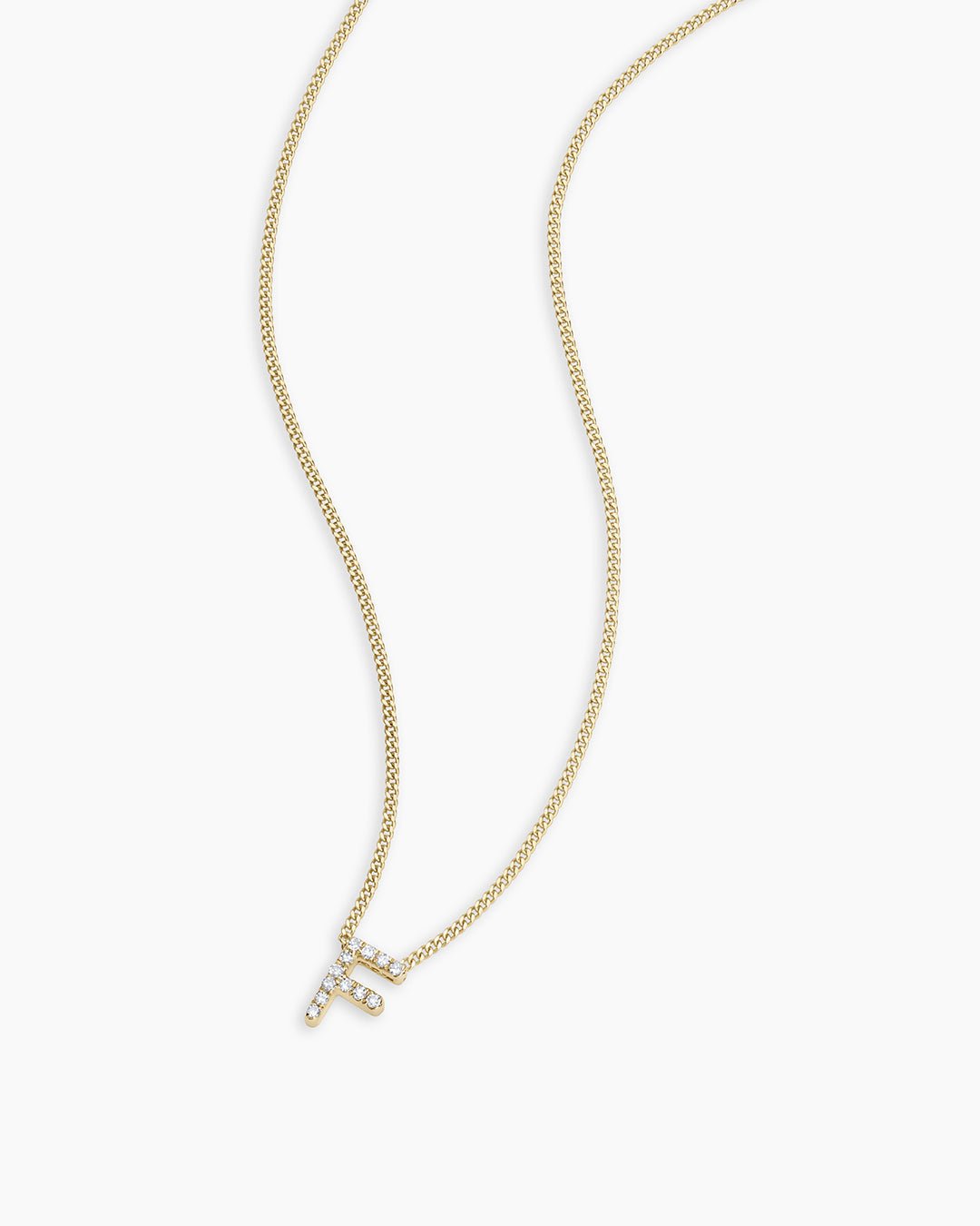 Diamond Alphabet Necklace || option::14k Solid Gold, F