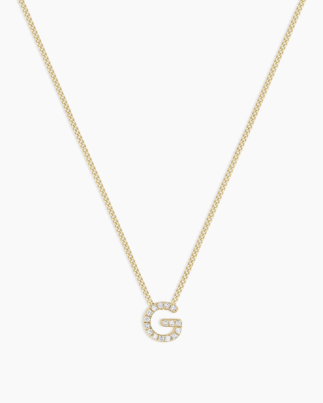 Diamond Alphabet Necklace || option::14k Solid Gold, G