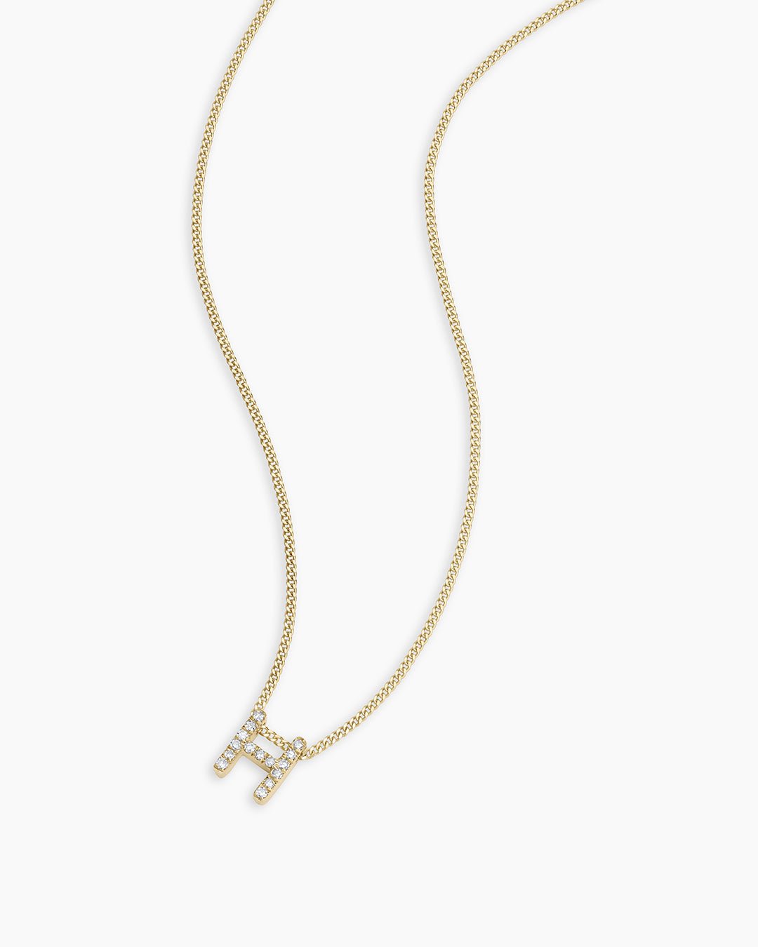 Diamond Alphabet Necklace || option::14k Solid Gold, H