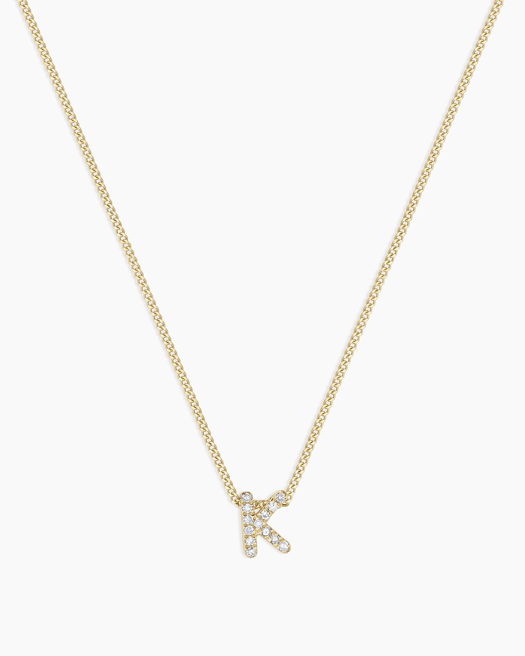 Diamond Alphabet Necklace || option::14k Solid Gold, K