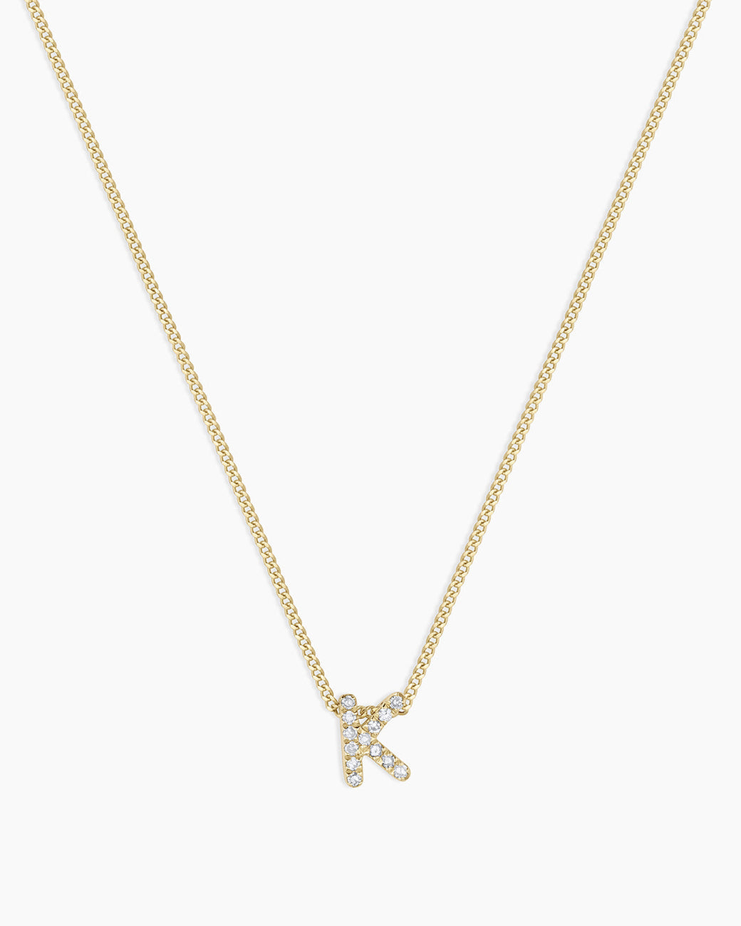 Diamond Alphabet Necklace || option::14k Solid Gold, K