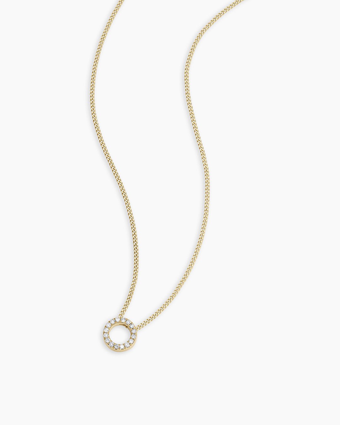 Diamond Alphabet Necklace || option::14k Solid Gold, O