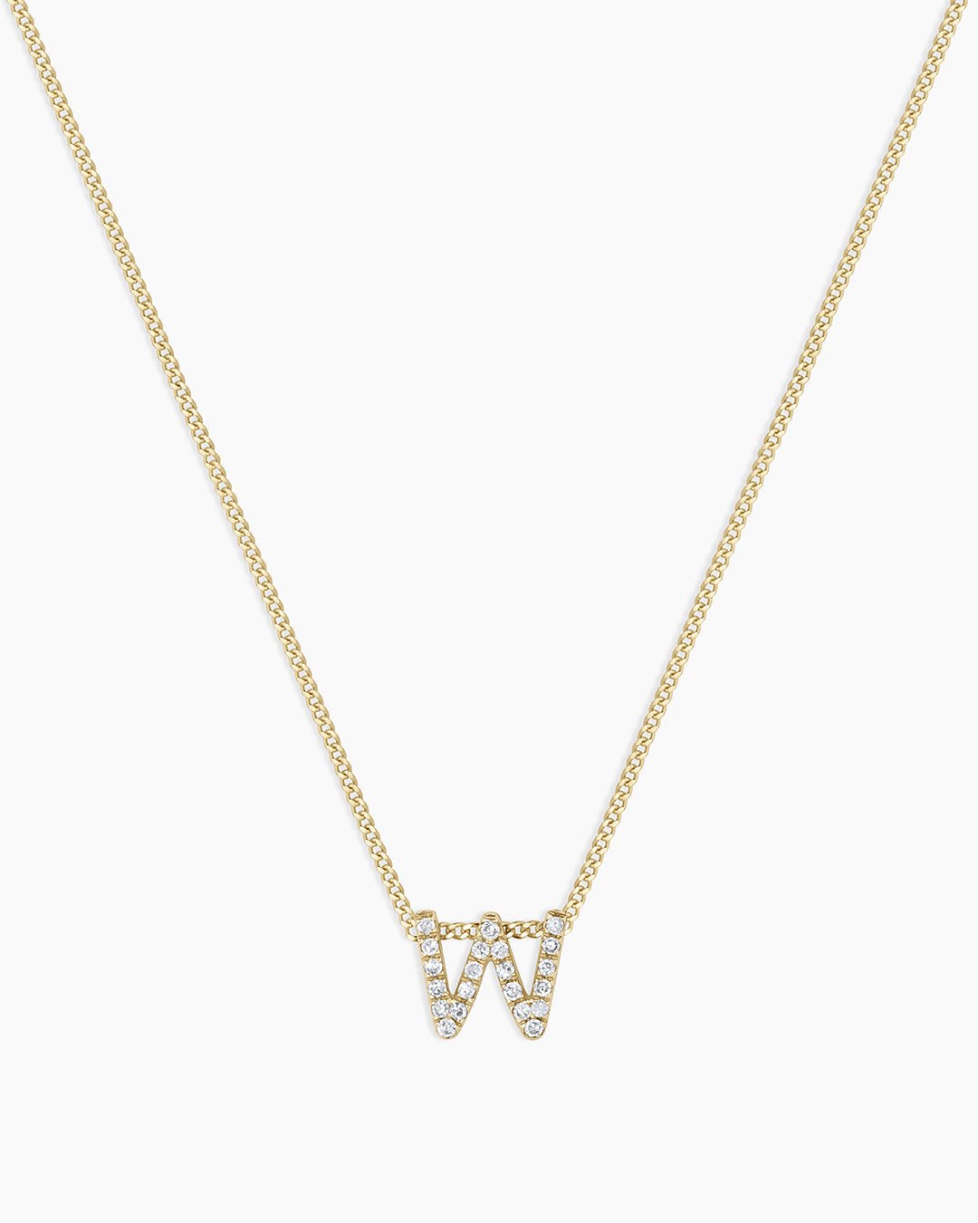 Diamond Alphabet Necklace || option::14k Solid Gold, W