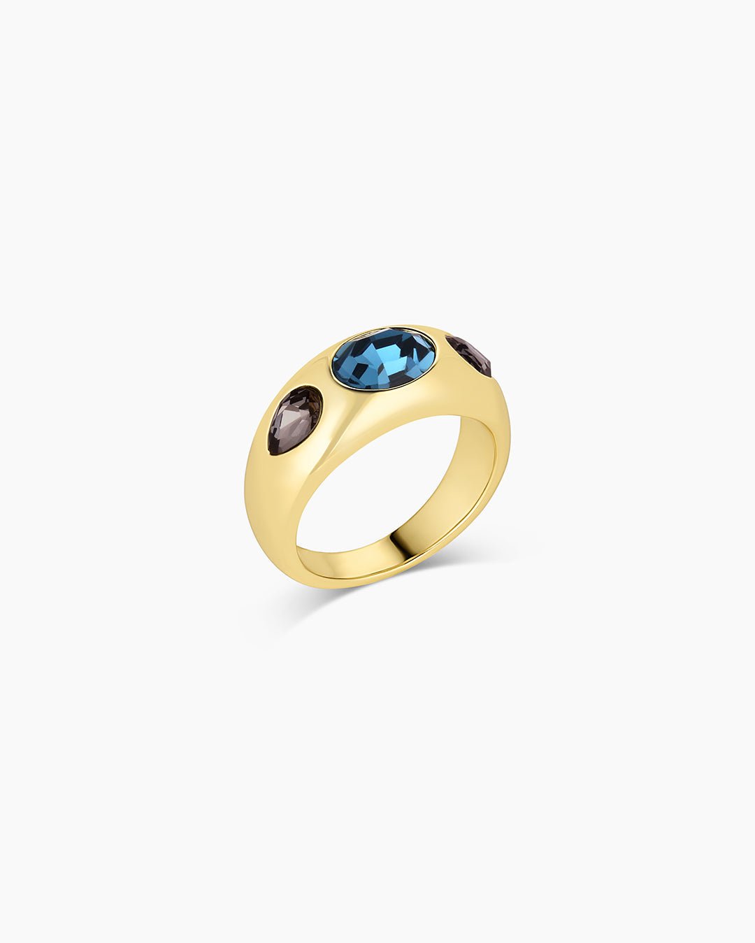 Nova Ring || option::Gold Plated, Blue Mix Crystal