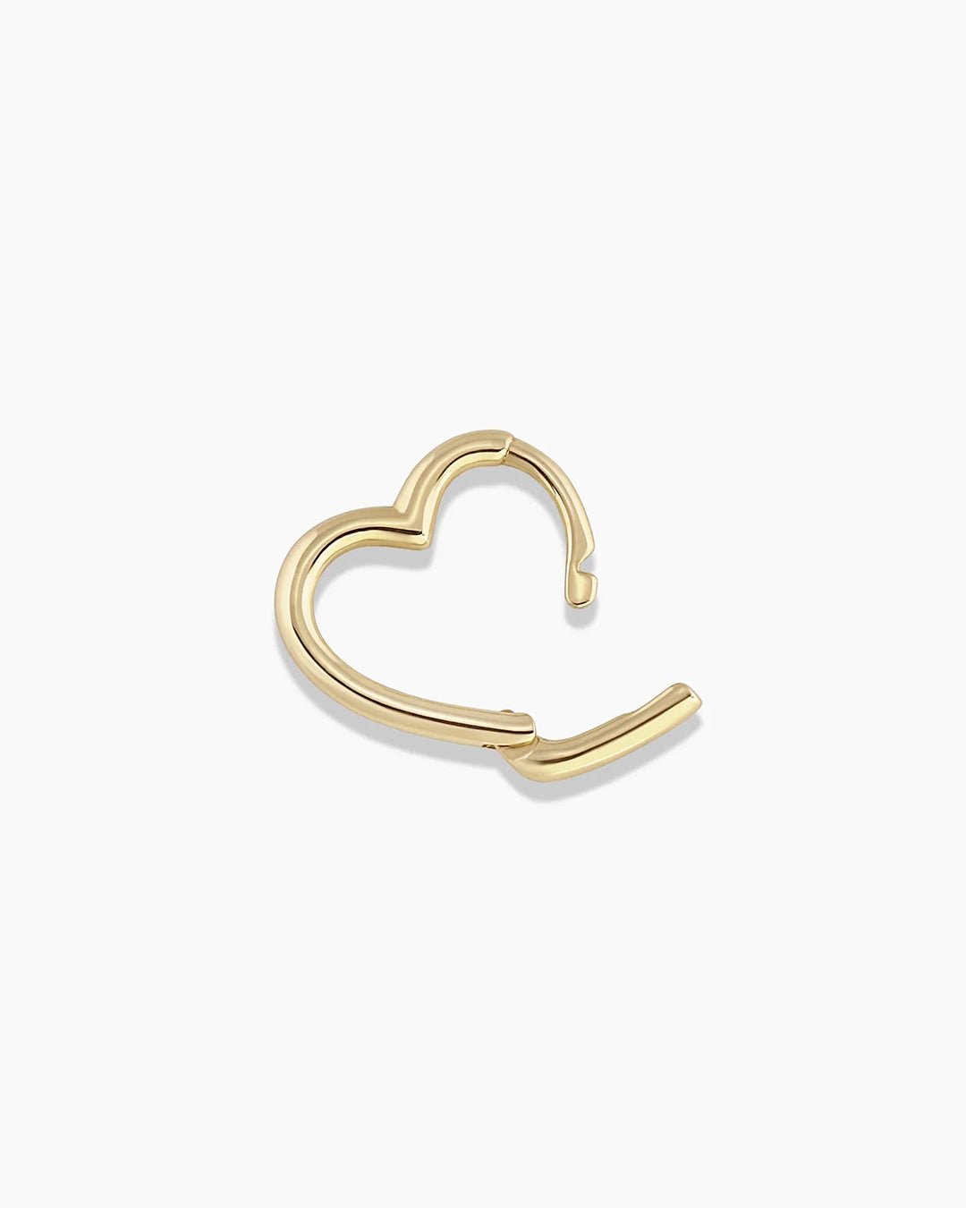 Mini Open Heart Huggie || option::14k Solid Gold, Single