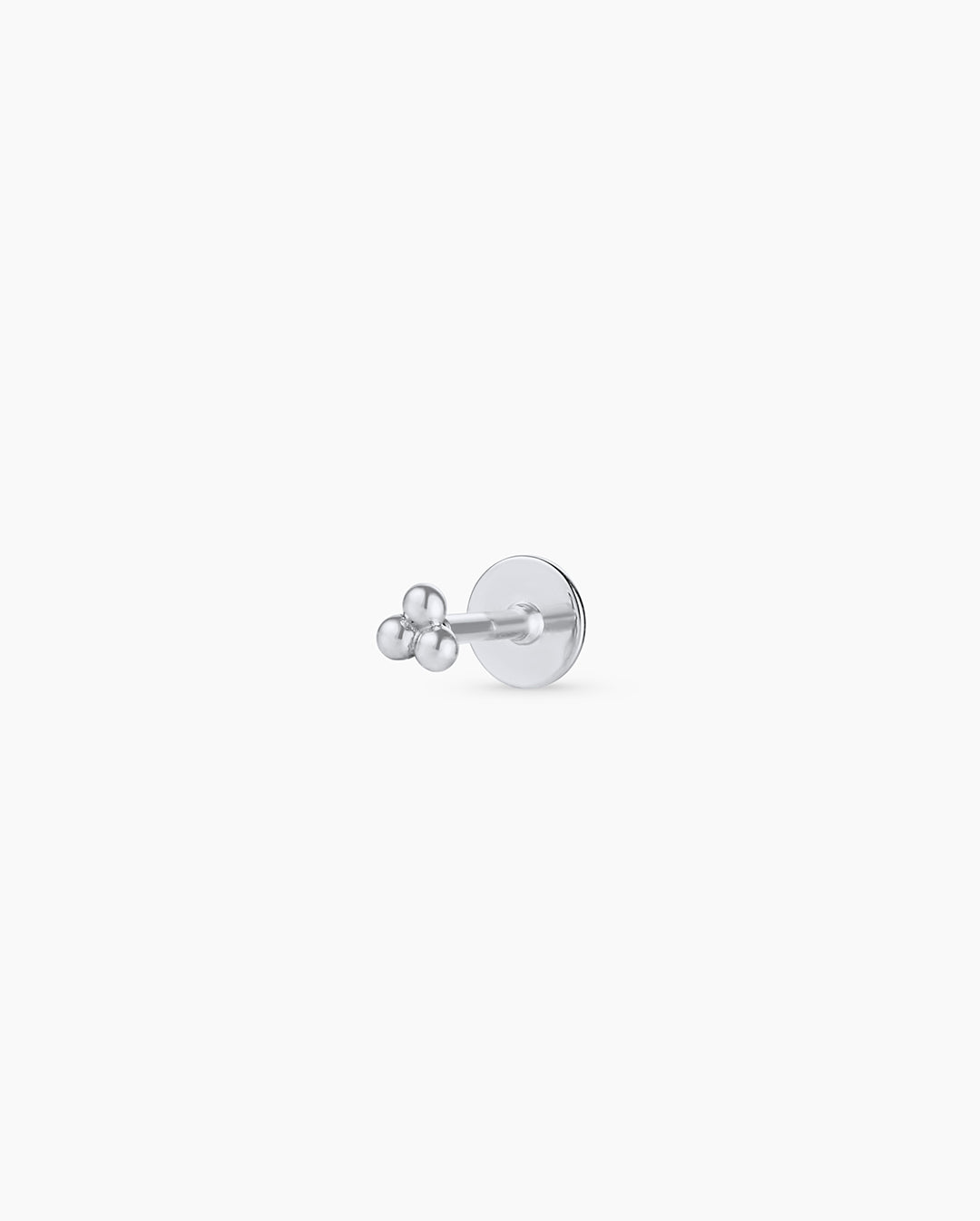 14k Gold Trio Flat Back Single Stud || option::14k Solid White Gold