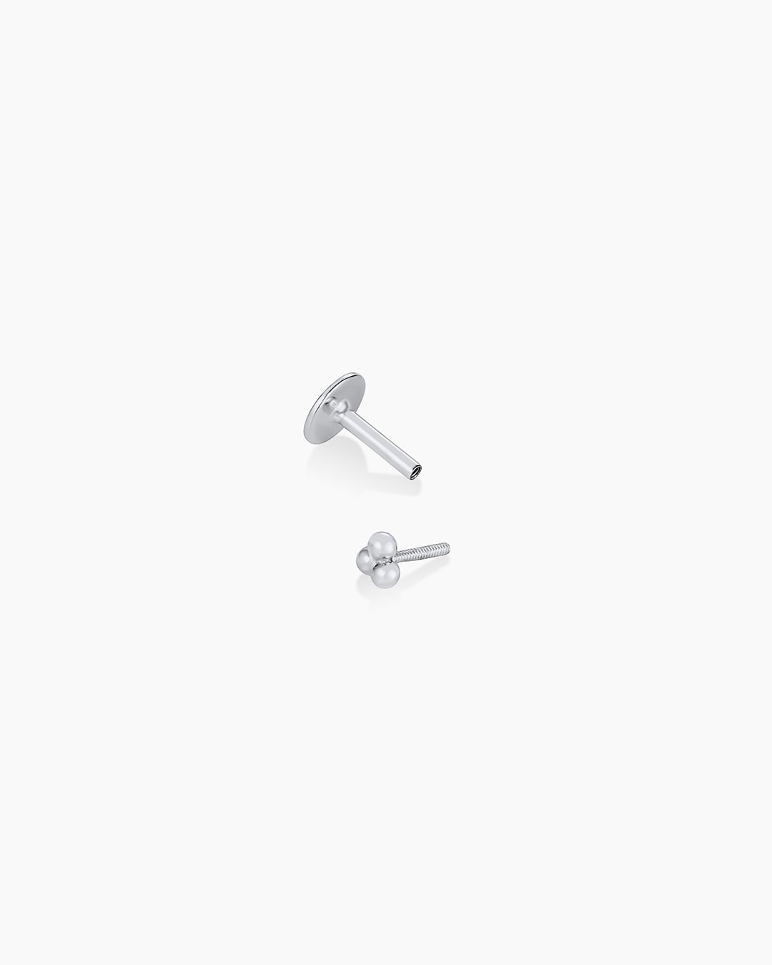 14k Gold Trio Flat Back Single Stud || option::14k Solid White Gold