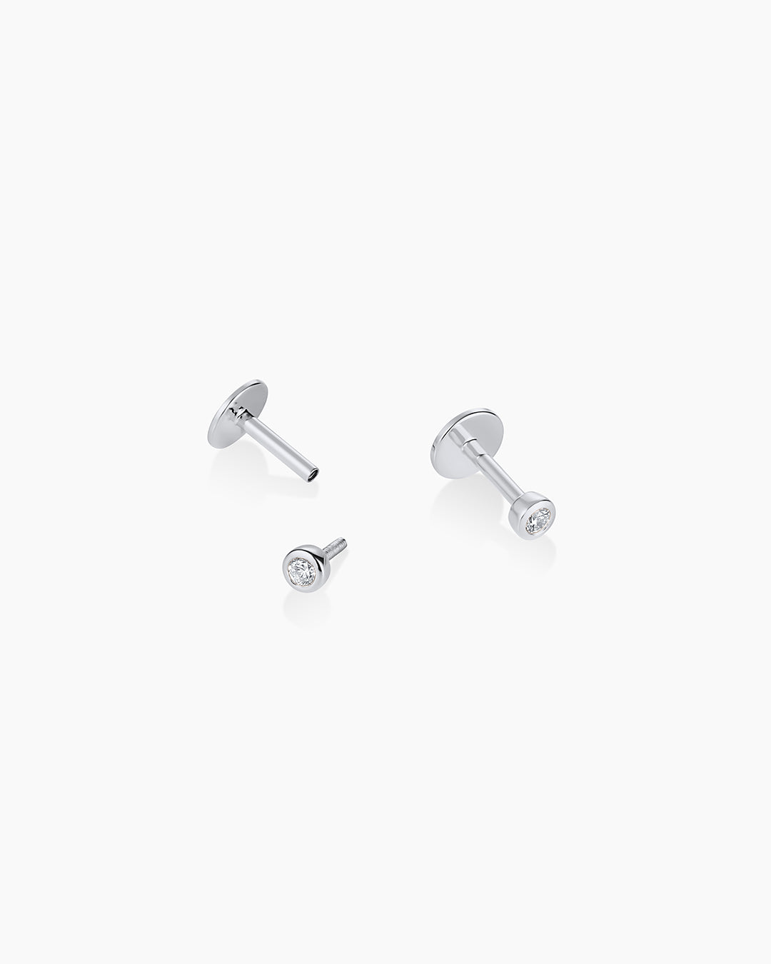 Classic Diamond Flat Back Studs || option::14k Solid White Gold
