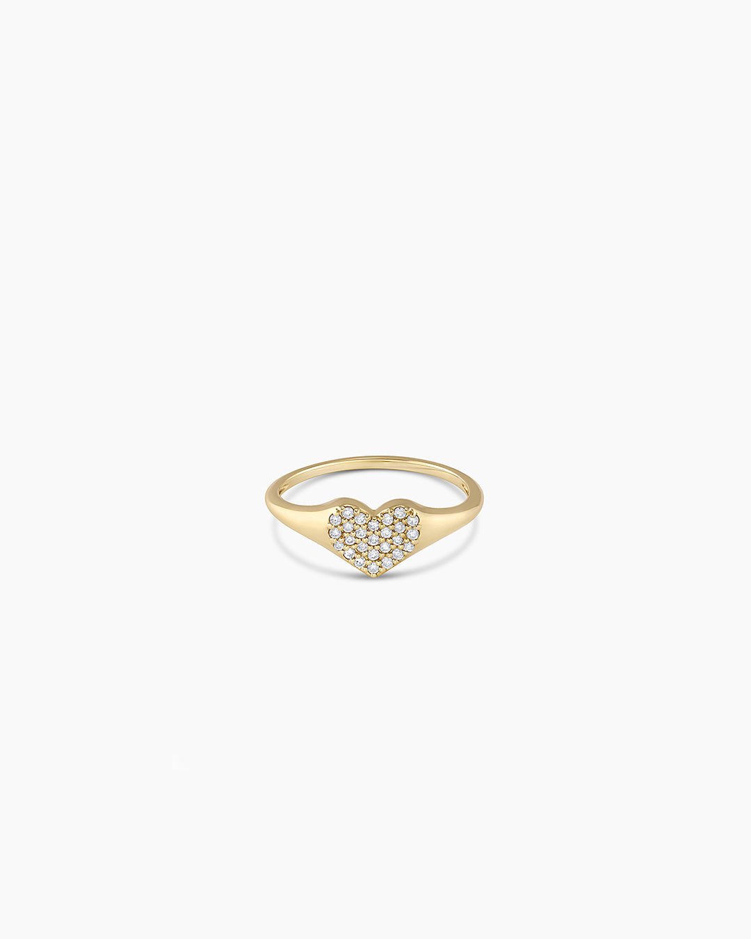 DiamondHeart Signet Ring || option::14k Solid Gold