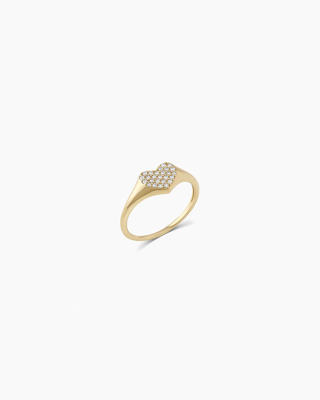 DiamondHeart Signet Ring || option::14k Solid Gold