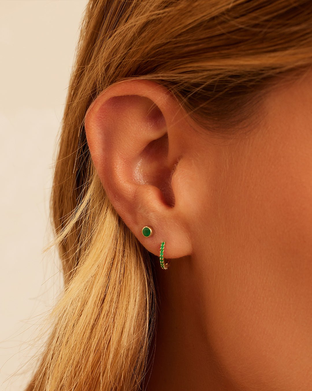 Classic Emerald Studs || option::14k Solid Gold, Emerald - May, Pair