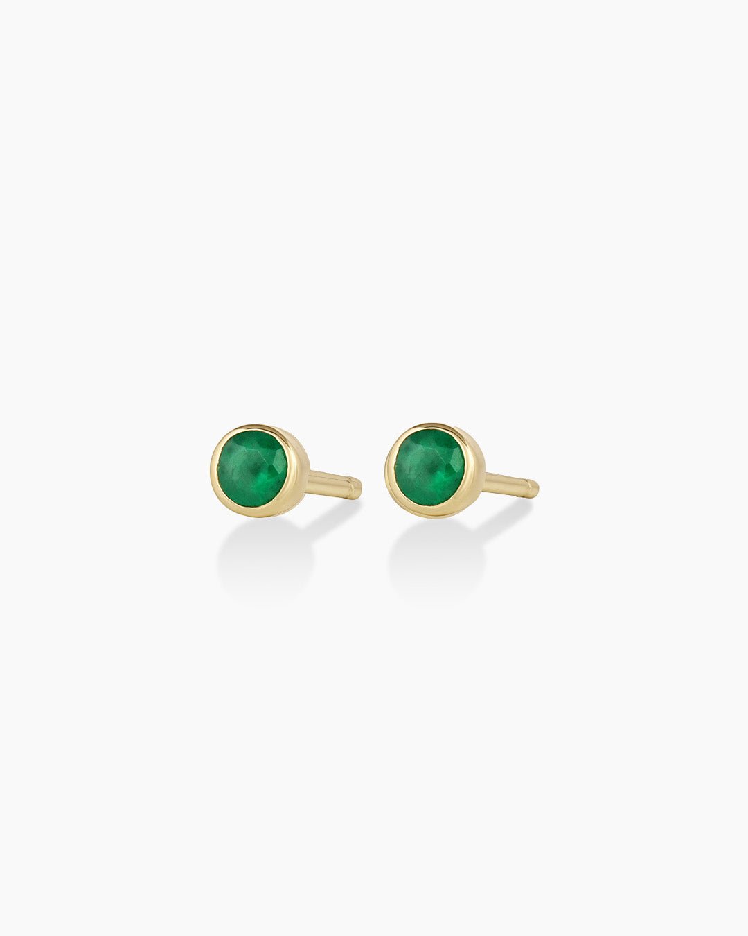 Classic Emerald Studs || option::14k Solid Gold, Emerald - May, Pair