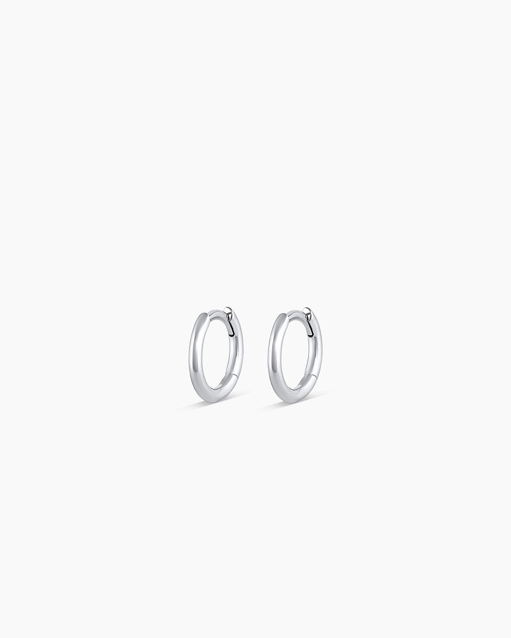 Classic Gold Huggie || option::14K Solid White Gold, 8mm