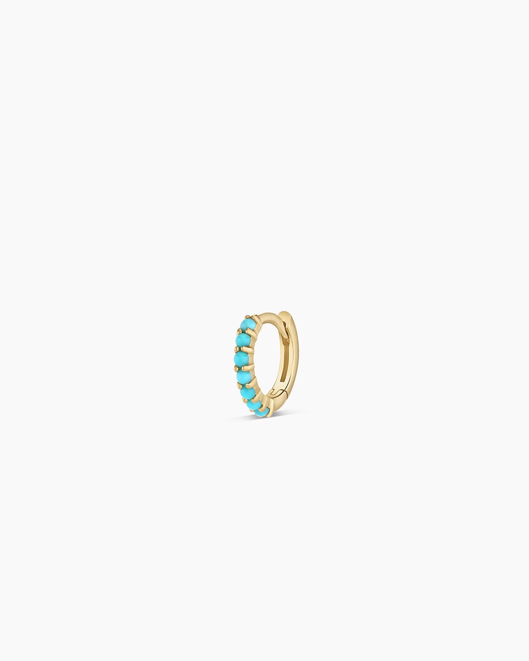 Turquoise Row Huggie || option::14k Solid Gold, Single