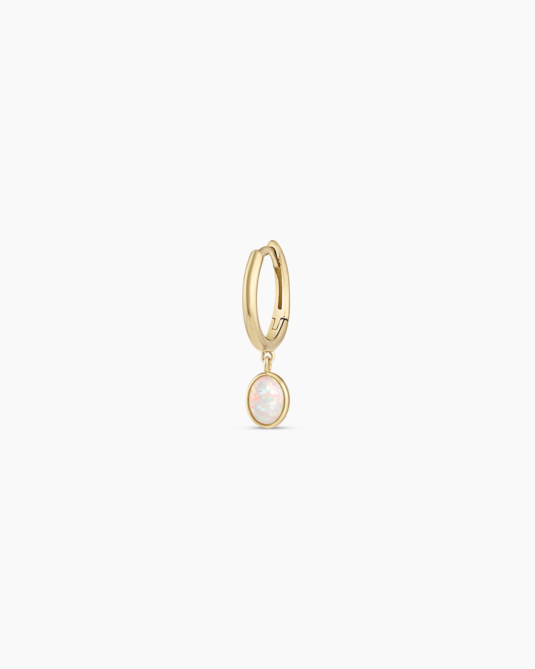 Opal Oval Charm Huggie || option::14k Solid Gold