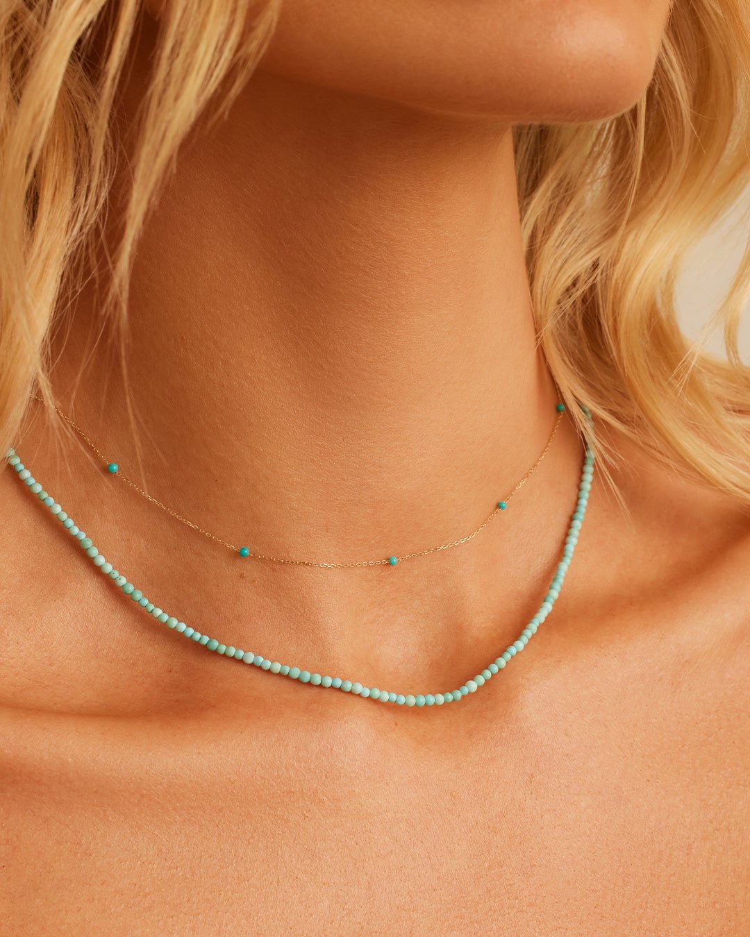 Newport Necklace || option::14k Solid Gold, Turquoise - December