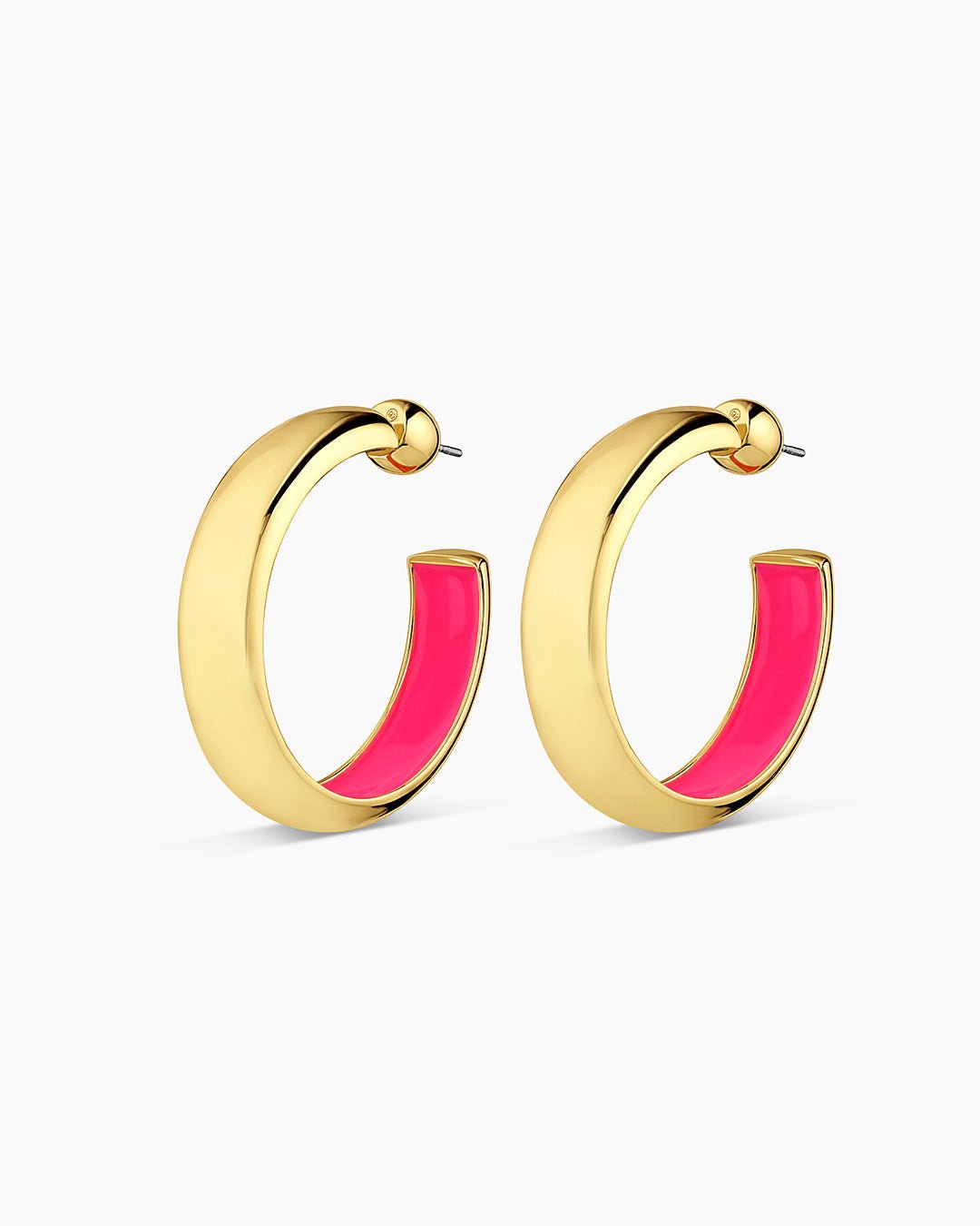 Paseo Enamel Hoops (Pink) || option::Gold Plated, Pink