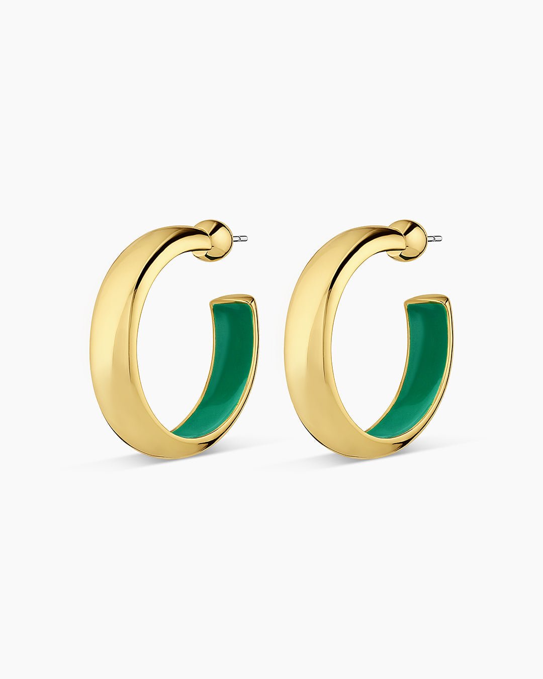 Paseo Enamel Hoops (Kelly Green) || option::Gold Plated, Kelly Green
