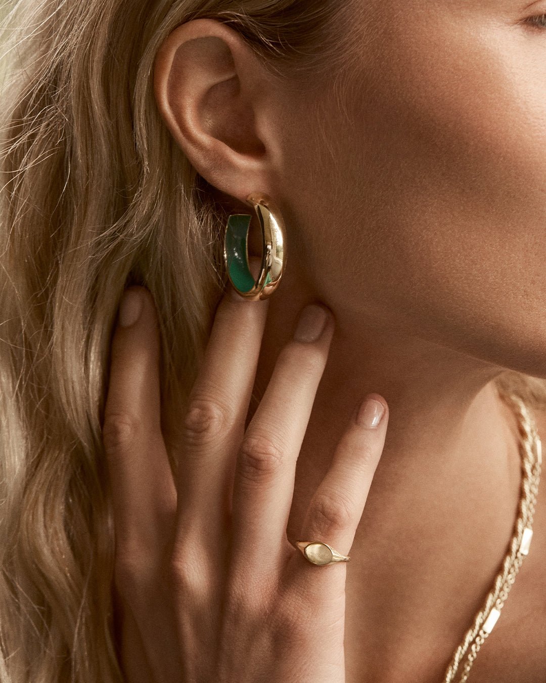 Paseo Enamel Hoops (Kelly Green) || option::Gold Plated, Kelly Green
