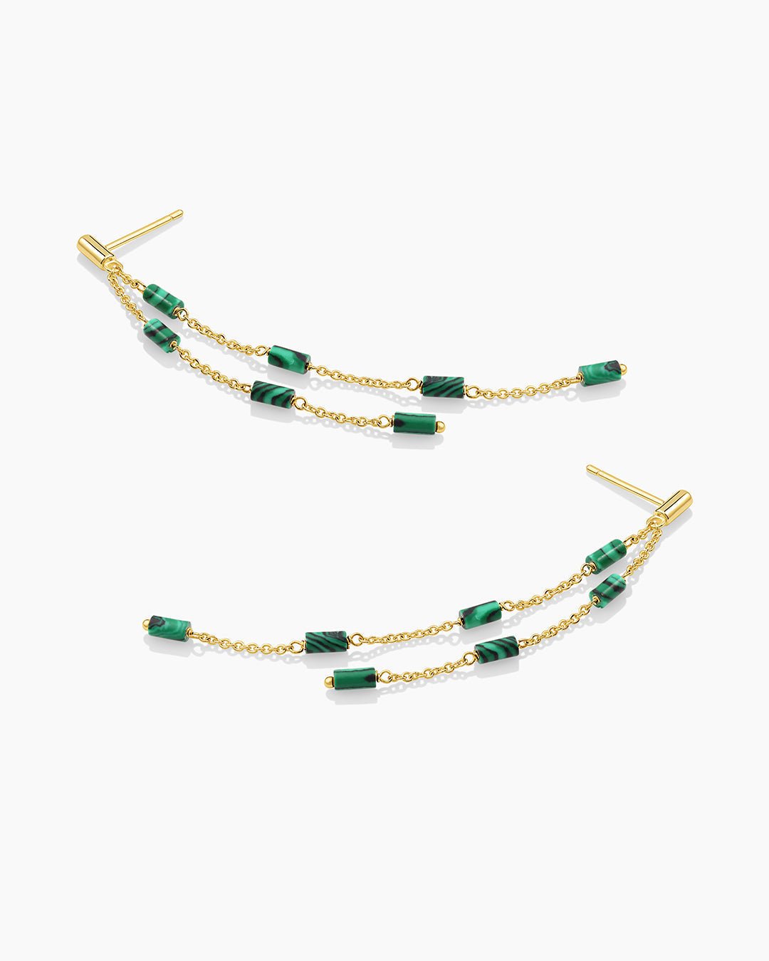 Tatum Bead Earrings (Malachite Green) || option::Gold Plated, Malachite Green