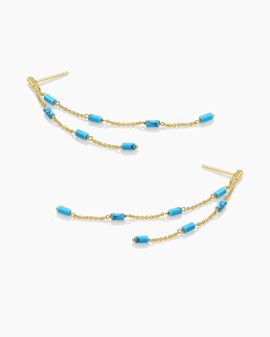 Tatum Bead Earrings (Turquoise ) || option::Gold Plated, Turquoise