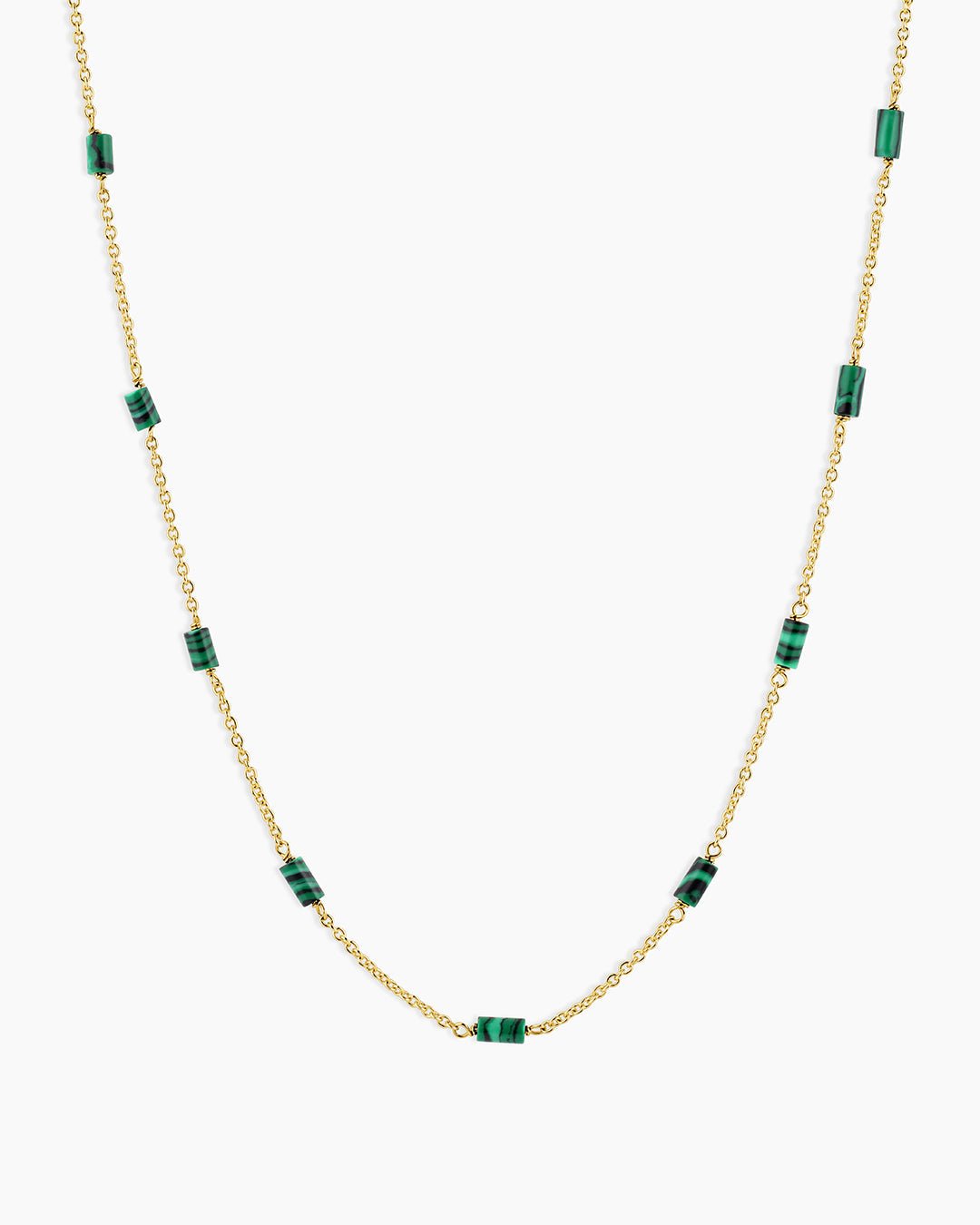 Tatum Bead Necklace (Malachite Green) || option::Gold Plated, Malachite Green
