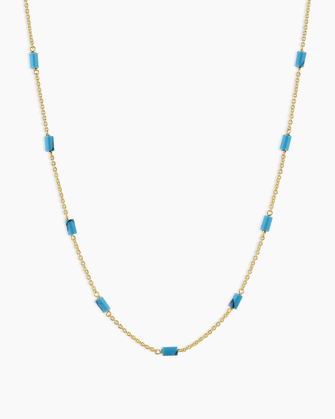 Tatum Bead Necklace (Turquoise ) || option::Gold Plated, Turquoise