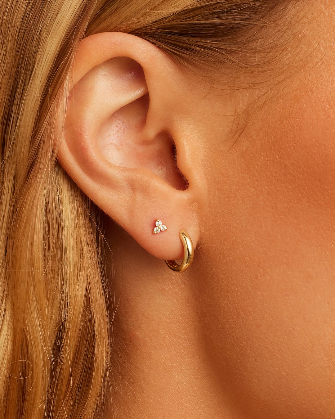 Diamond Bali Flat Back Stud Earring in 14K Solid Gold, Women's by Gorjana