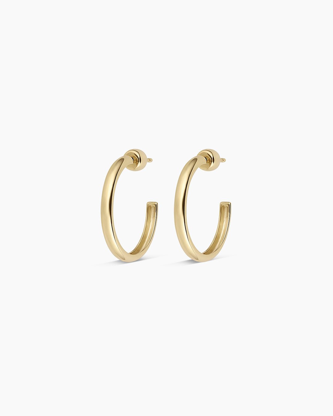 14k Gold Lou Helium Hoops || option::14k Solid Gold, Pair