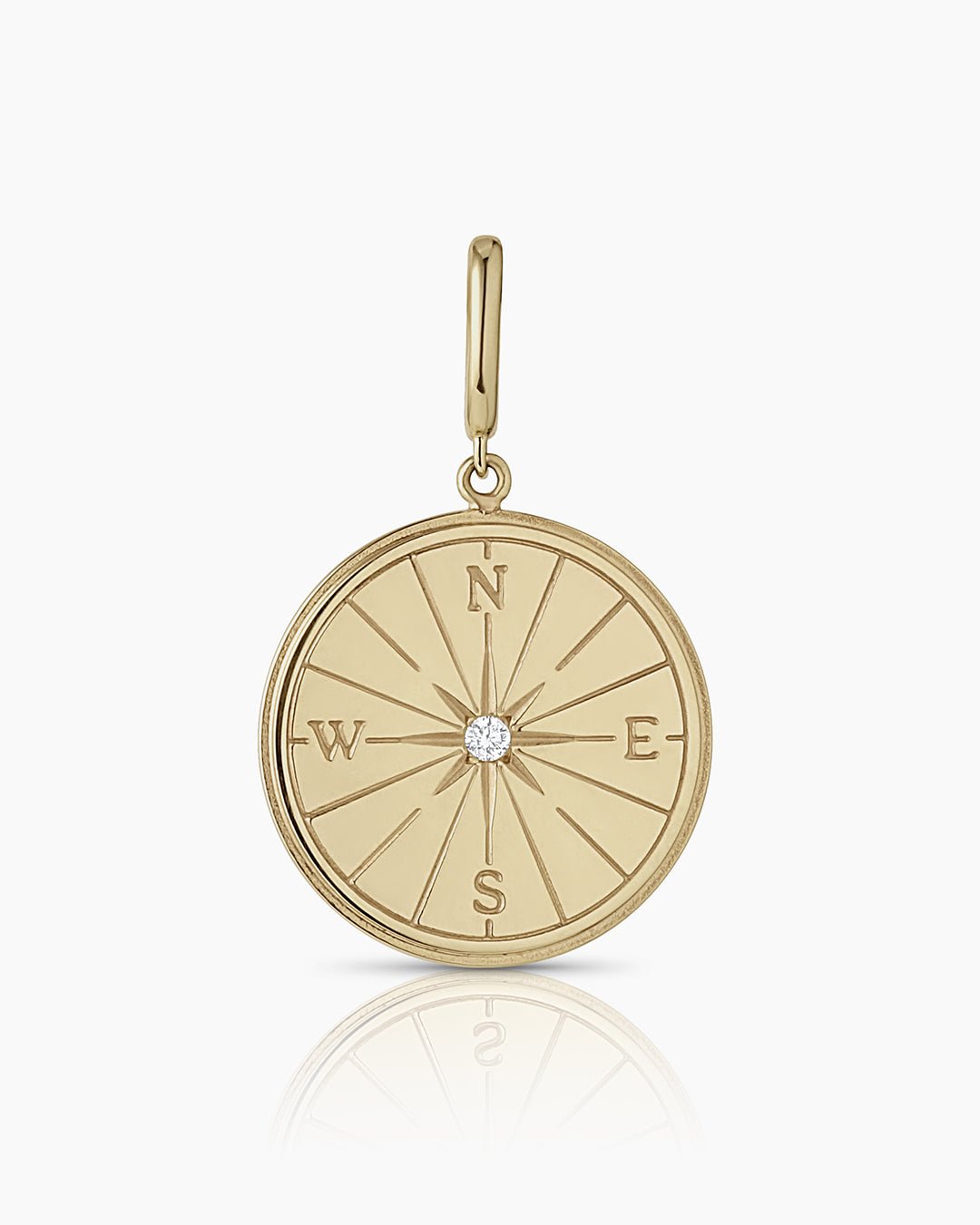 Diamond Compass Charm || option::14k Solid Gold