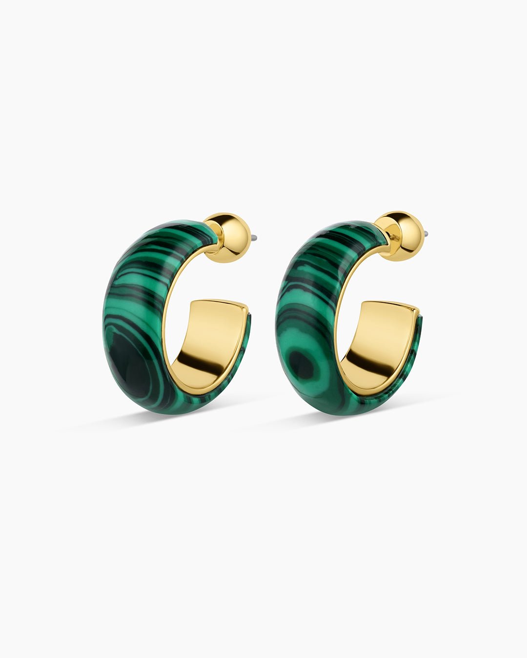 Paseo Marble Small Hoops || option::Gold Plated, Malachite Marble