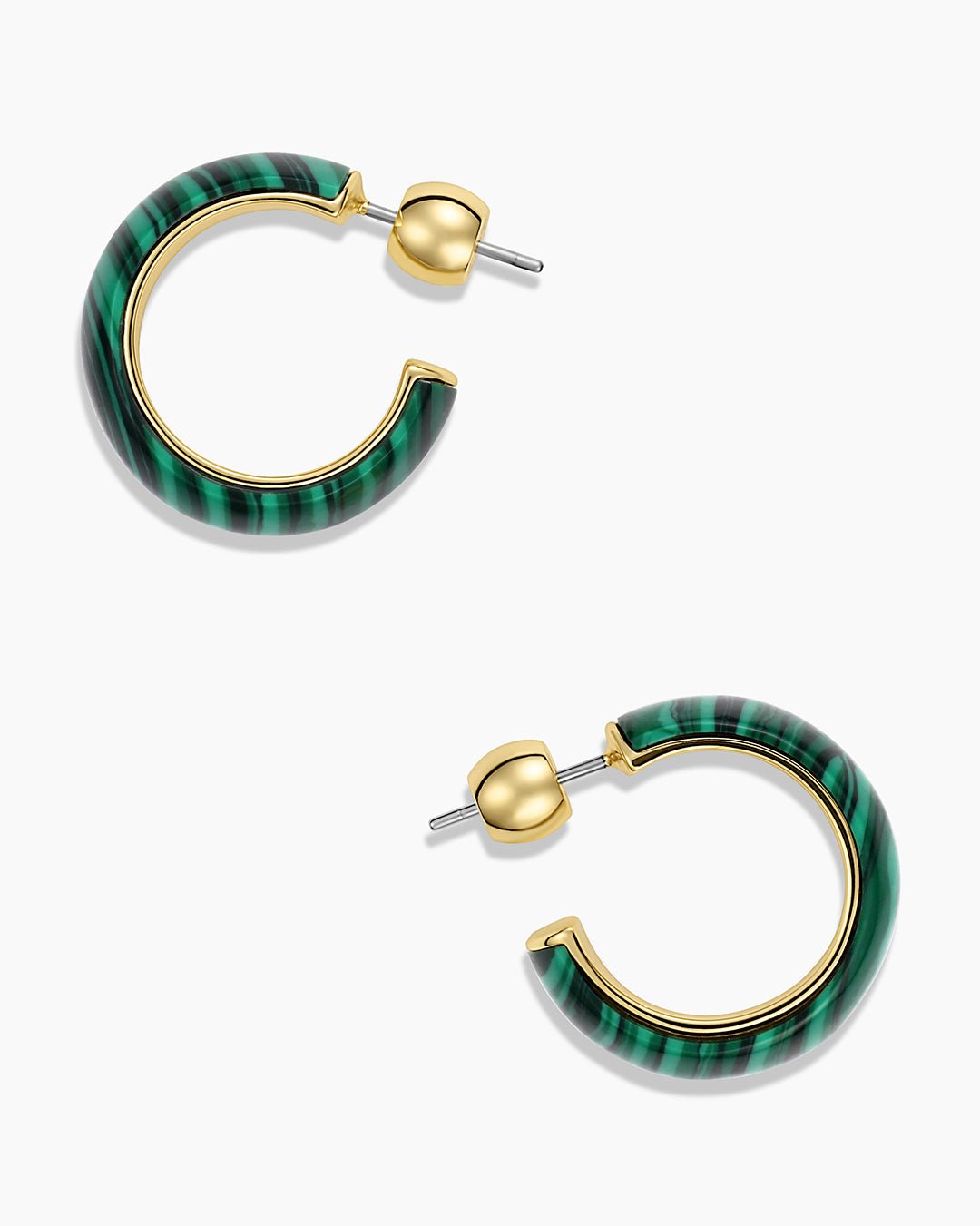 Paseo Marble Small Hoops || option::Gold Plated, Malachite Marble
