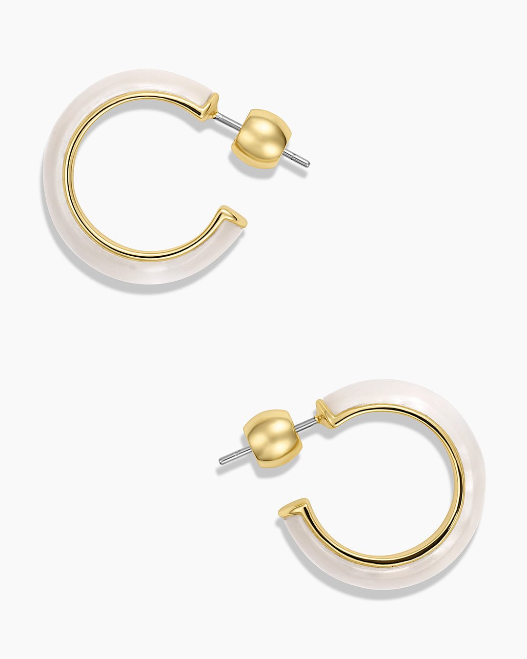 Paseo Marble Small Hoops || option::Gold Plated, White Marble