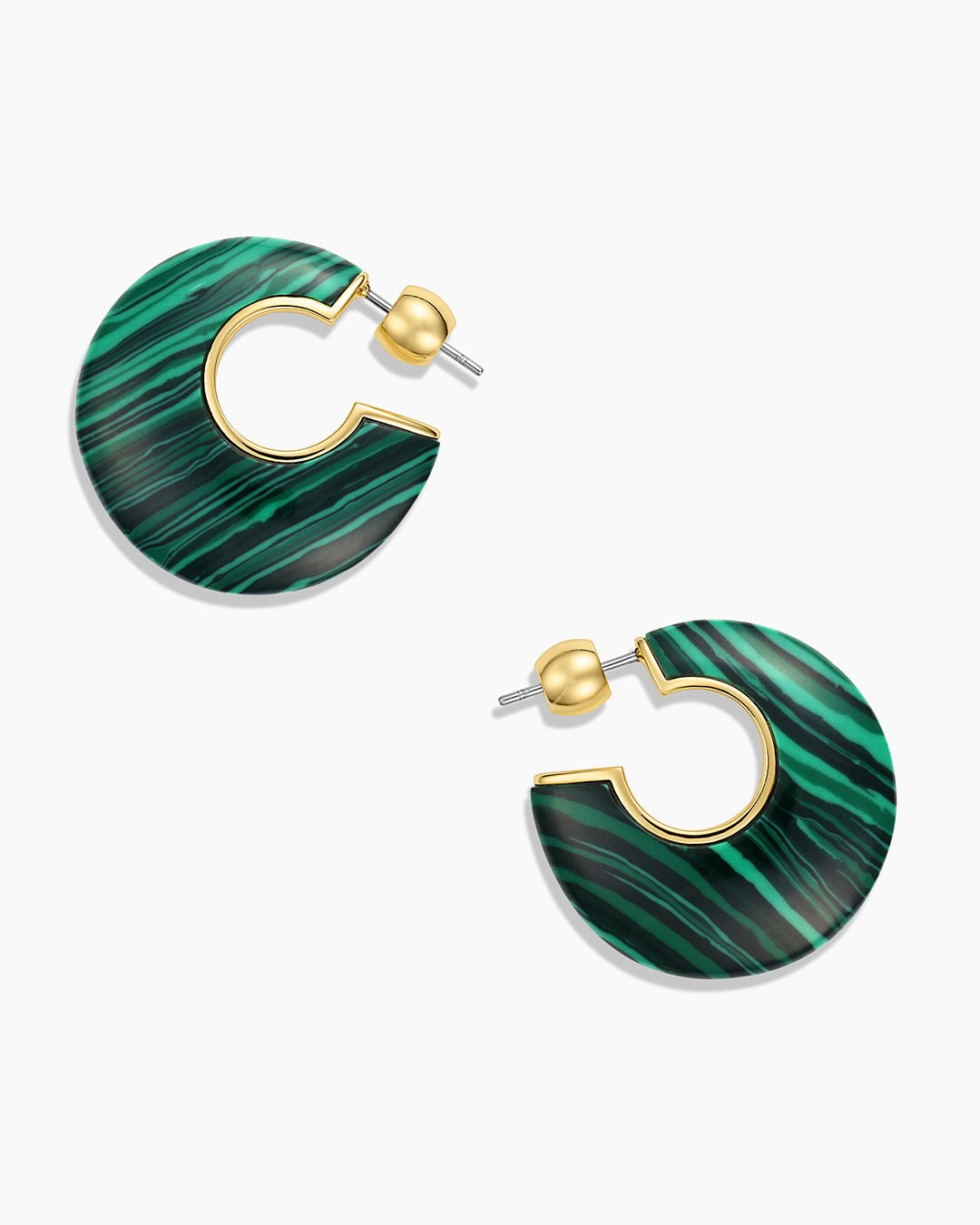 Paseo Marble Arc Hoops || option::Gold Plated, Malachite Marble